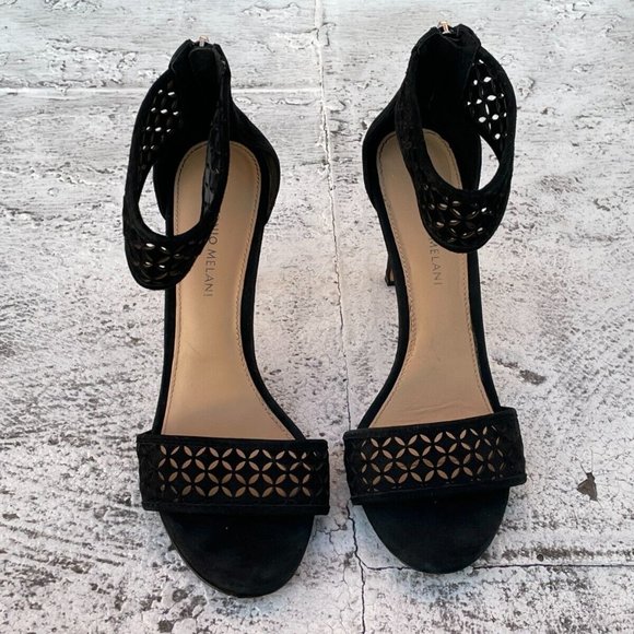 Antonio Melani Women Heel Sandal Sandal Black Leather Shoes Size 9.5M - Picture 3 of 11